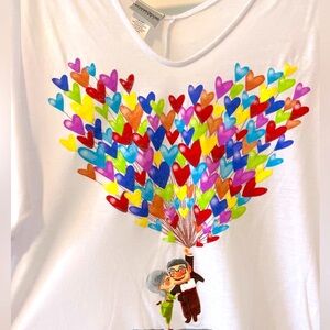 Disney UP Balloon Hearts Top Small NWT
